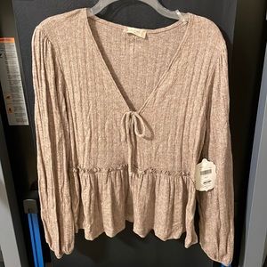 Altar’d State Taupe Peplum Knit Top